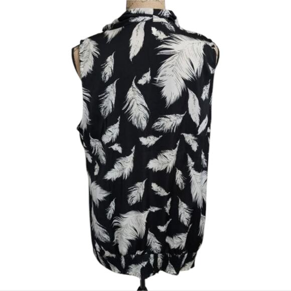 Lane Bryant black and white tropical cowl neck Sleeveless tunic plus sz 14 16 1X - Picture 3 of 5